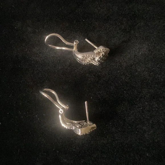 EUC Beautiful Earrings Stamped 925 with Black and White Diamonds - Picture 7 of 10